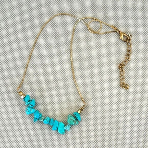 Howlite Necklace Gold Tone Adjustable Length - Picture 2 of 2